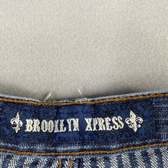 VTG Brooklyn Express Shorts Mens 40 (37) Blue Denim Baggy Loose Skater Y2K Jeans - Picture 3 of 10